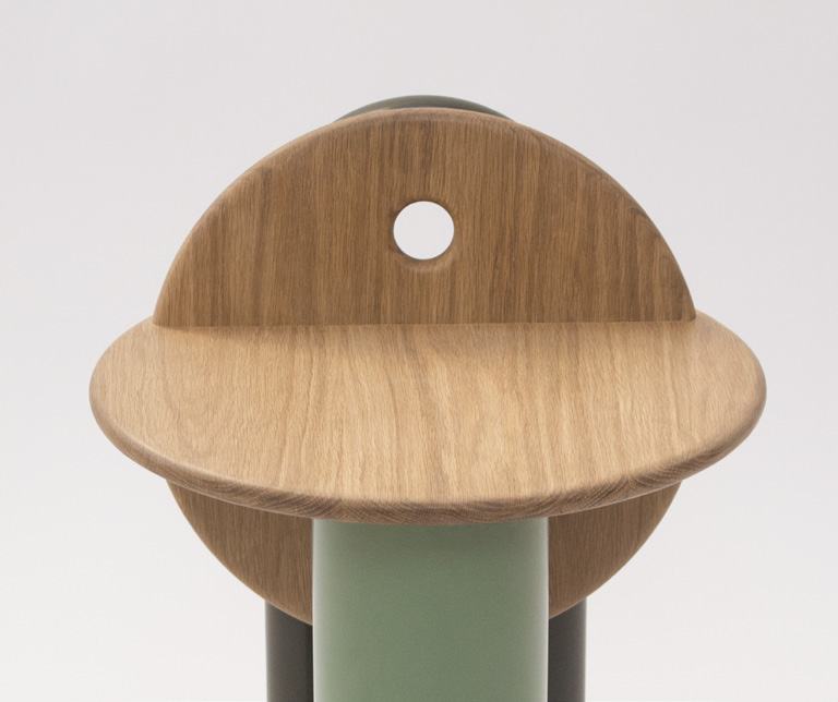 Backrest from above, green column below
