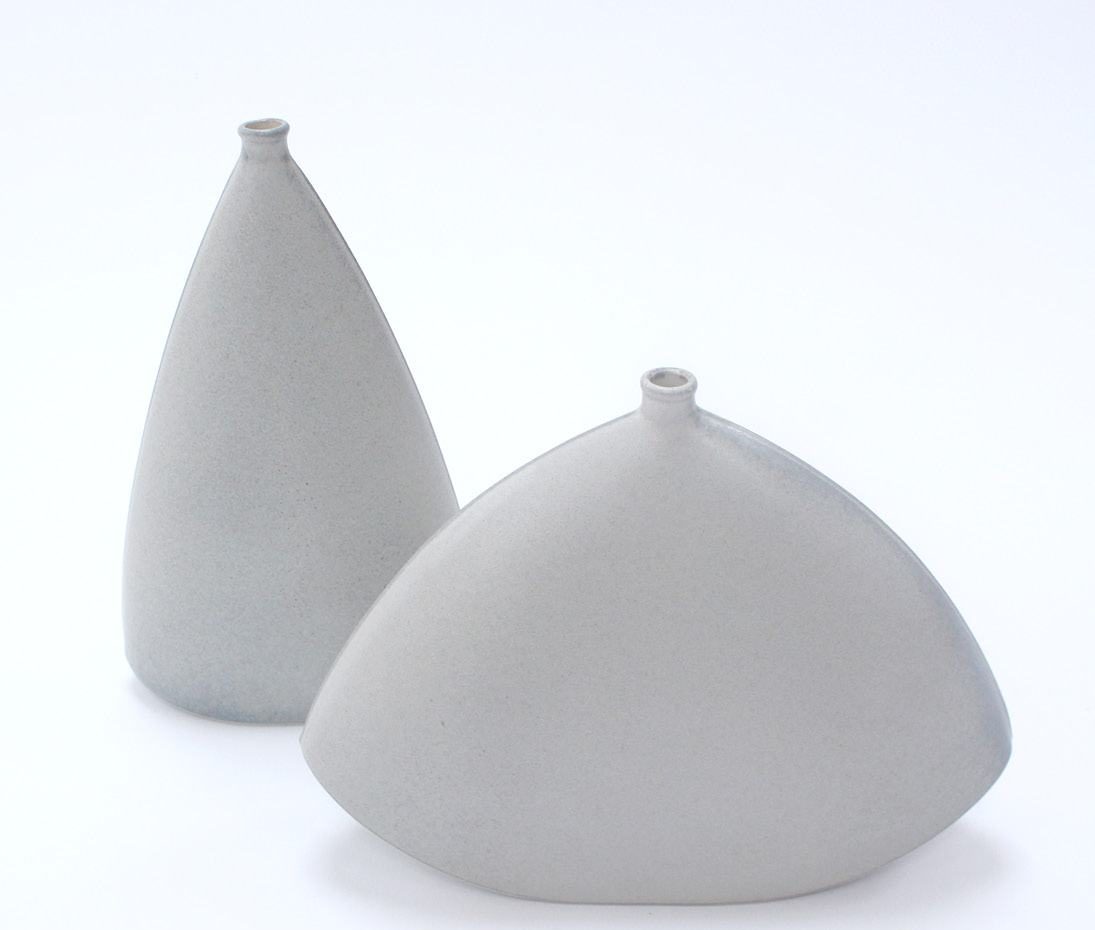 The two Bottle Kiln Vases, tall cone and wide dome